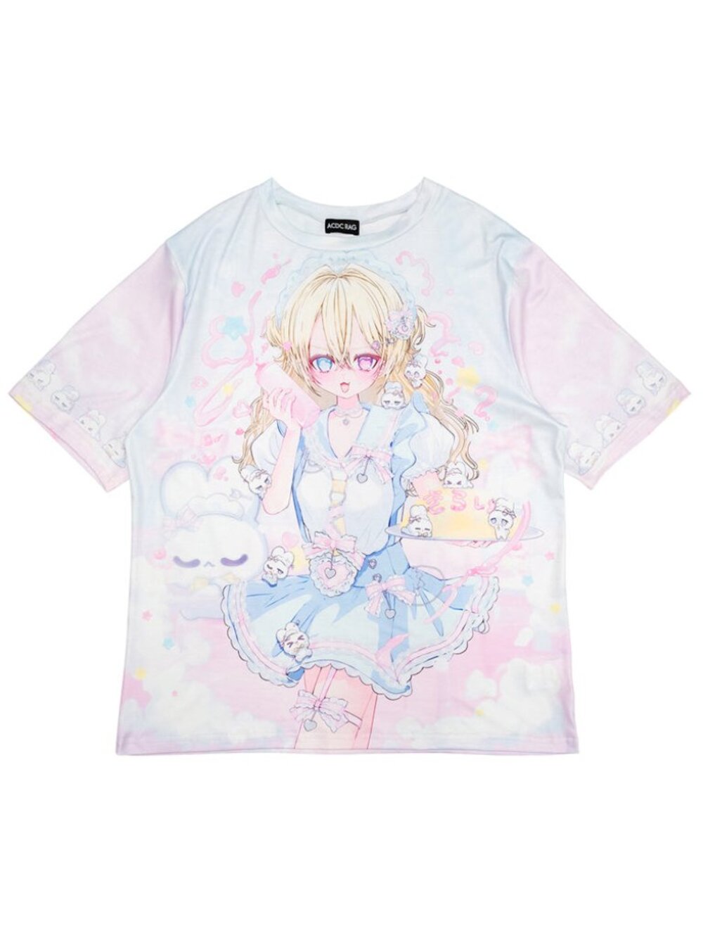 NEW ACDC RAG Swaying Heart Pastel Girl Illustration Oversized Tee